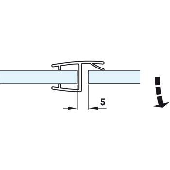 Klaasukse tihend 180° 2500 mm (läbipaistev)