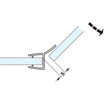Klaasukse tihend 135° 2500 mm (läbipaistev)