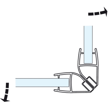 Klaasukse tihend magnetiga 90° 2500 mm (läbipaistev)