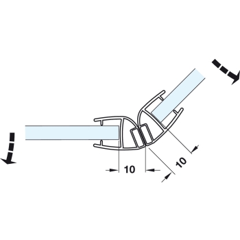 Klaasukse tihend magnetiga 135° 2500 mm (läbipaistev)