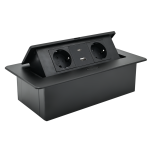 KWADRO II süvistatav pistik 2 x Schuko + 1 x USB A/C (must)