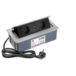 KWADRO süvistatav pistik 2 x Schuko + 2 x USB A (hõbe)