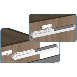 Механизм мягкого закрывания для деревянного ящика на роликовых напрявляющих (серый)
