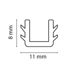 Alumiiniumraamukse TWIN U-tihend 6 mm sisumaterjali paigaldamiseks (läbipaistev)