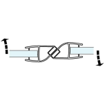Klaasukse magnet - tihend 180° 2000 mm (läbipaistev)