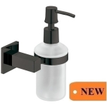 Soap dispenser, with satin frosted glass, square (graphite black)