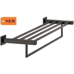 Towel shelf with towel rail 600 mm, square (graphite black)