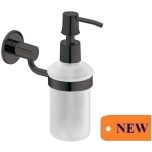 Soap dispenser, with satin frosted glass, round (graphite black)