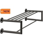 Towel shelf with towel rail 650 mm, round (graphite black)