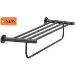 Towel shelf with towel rail 600 mm, round (graphite black)